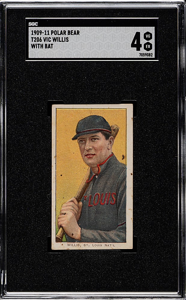 1909-1911 T206 White Border Vic Willis with Bat SGC VG/EX 4 - Polar Bear Back