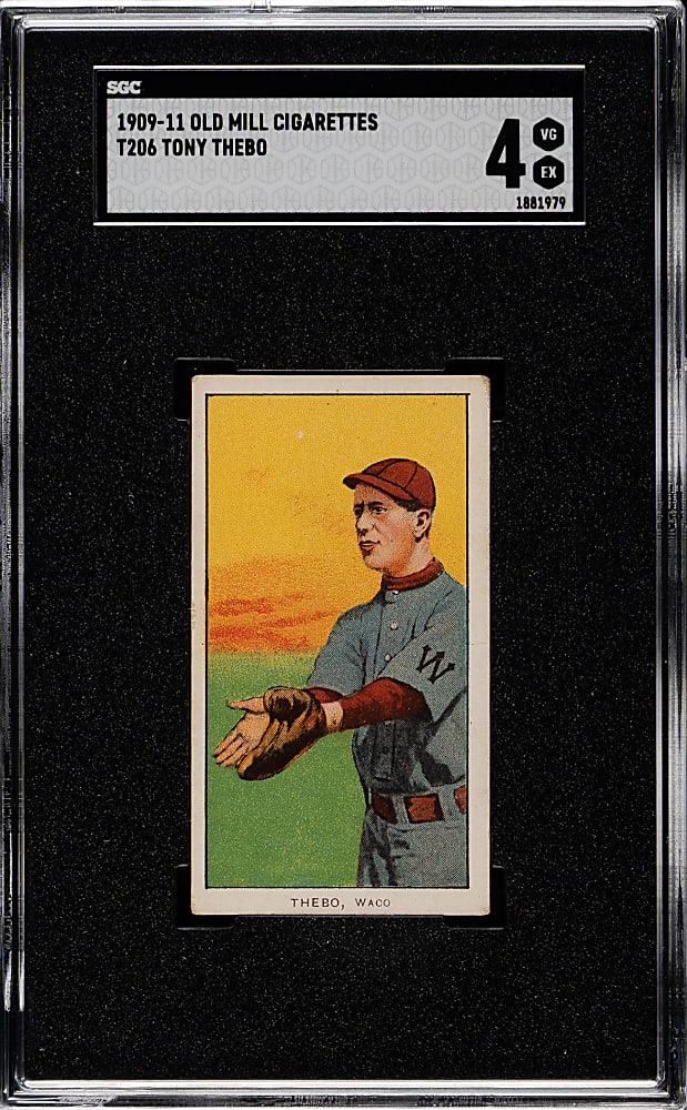 1909-1911 T206 White Border Tony Thebo Southern Leaguer SGC VG/EX 4 - Old Mill Back
