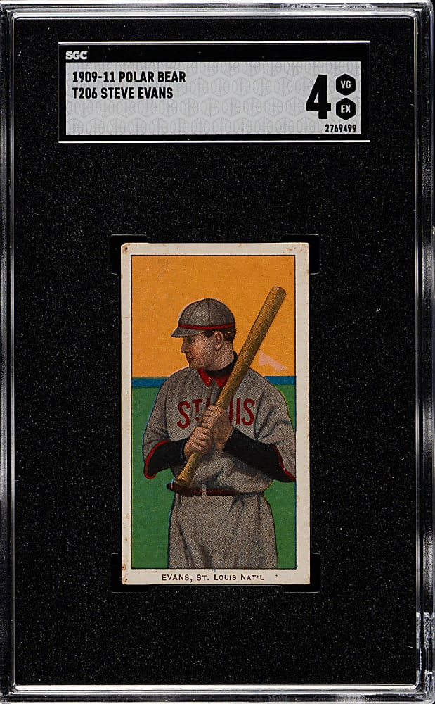 1909-1911 T206 White Border Steve Evans SGC VG/EX 4 - Polar Bear Back
