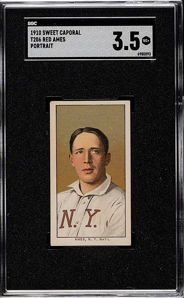 1909-1911 T206 White Border Red Ames Portrait SGC VG+ 3.5