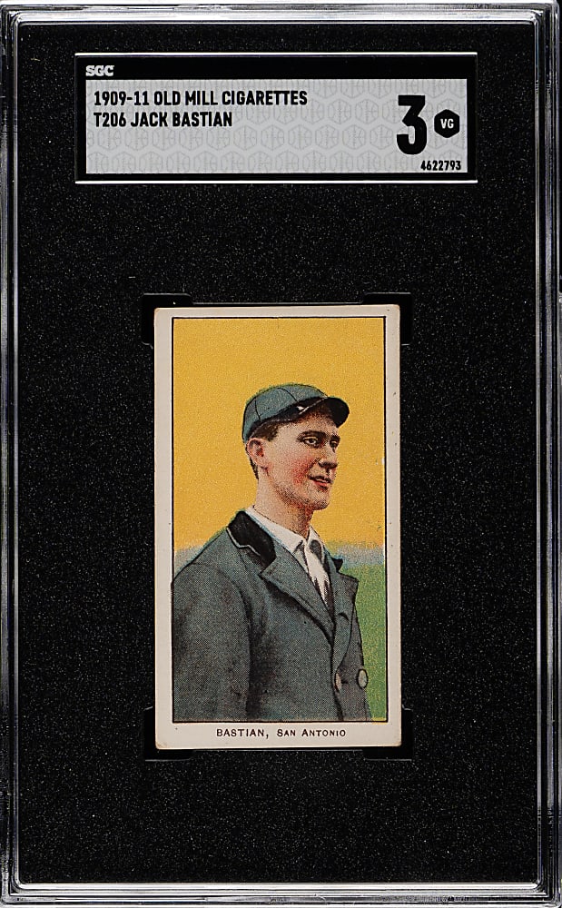 1909-1911 T206 White Border Jack Bastian Southern Leaguer SGC VG 3 - Old Mill Back