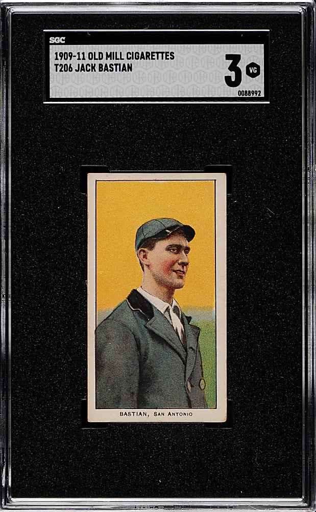 1909-1911 T206 White Border Jack Bastian Southern Leaguer SGC VG 3 - Old Mill Back