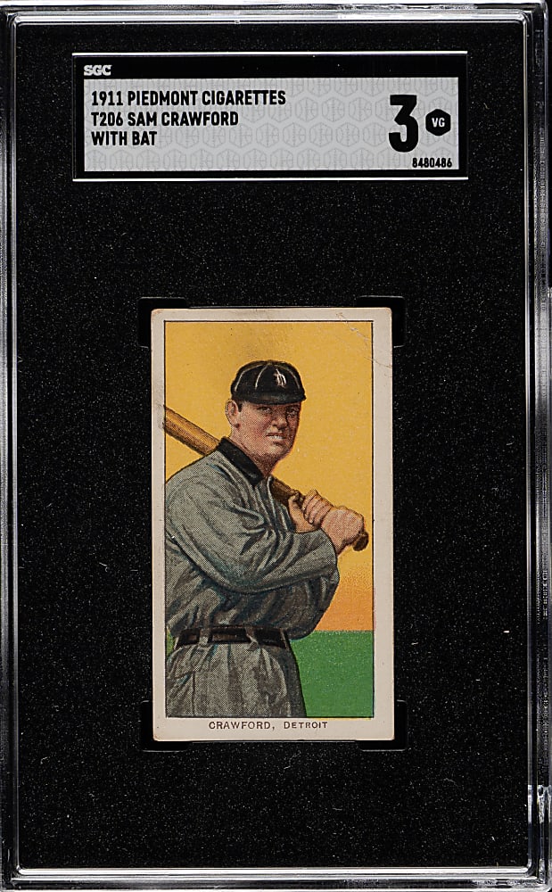 1909-1911 T206 White Border Sam Crawford with Bat SGC VG 3