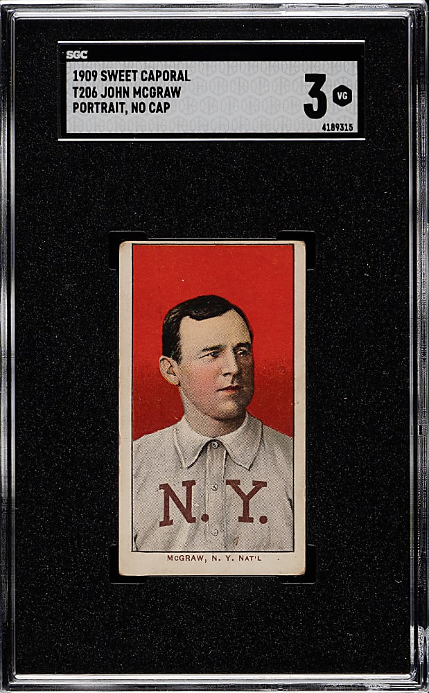1909-1911 T206 White Border John McGraw Portrait No Cap SGC VG 3