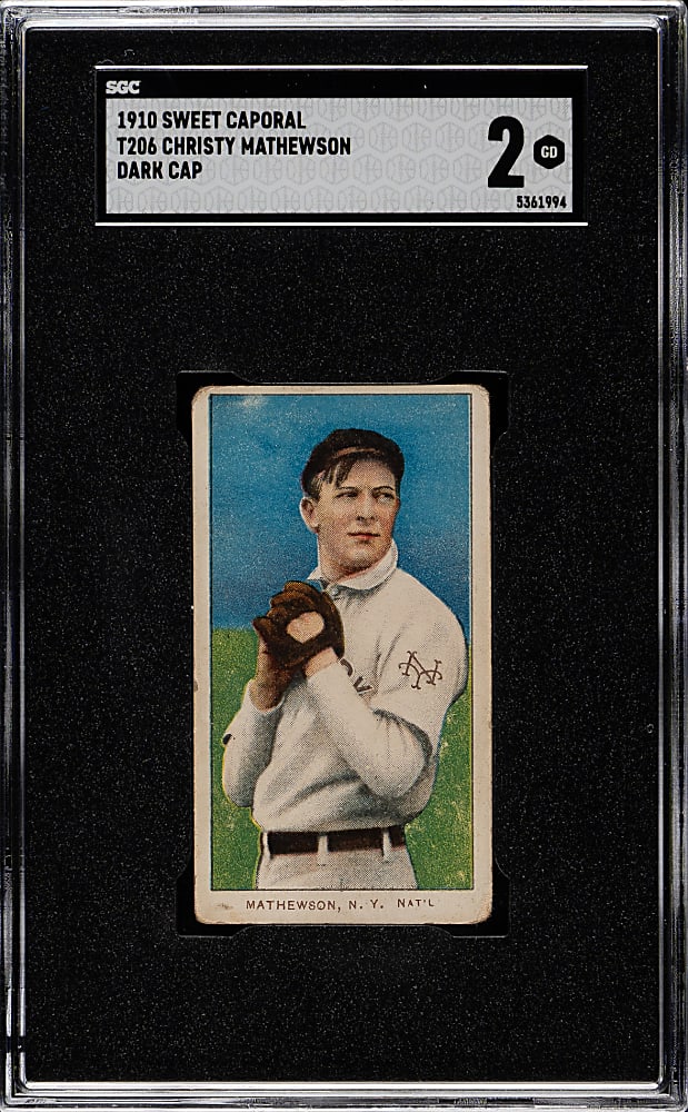 1909-1911 T206 White Border Christy Mathewson Dark Cap SGC GOOD 2