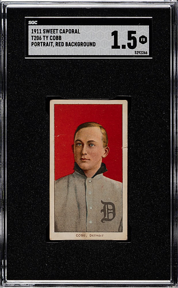 1909-1911 T206 White Border Ty Cobb Portrait Red Background SGC FAIR 1.5