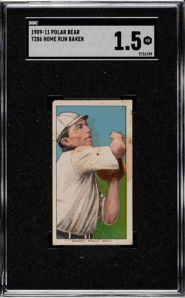1909-1911 T206 White Border Home Run Baker SGC FAIR 1.5 - Polar Bear Back