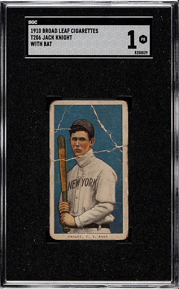 1909-1911 T206 White Border Jack Knight with Bat SGC POOR 1 - Broad Leaf 350 Back