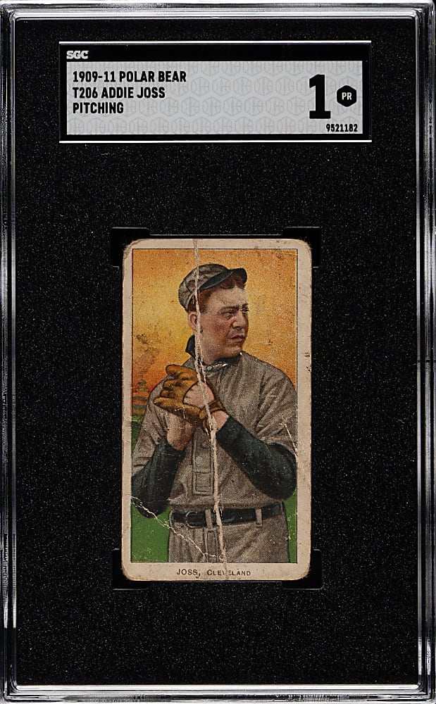 1909-1911 T206 White Border Addie Joss Pitching SGC POOR 1 - Polar Bear Back