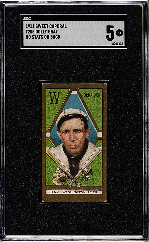 1911 T205 Gold Border Dolly Gray No Stats on Back SGC EX 5