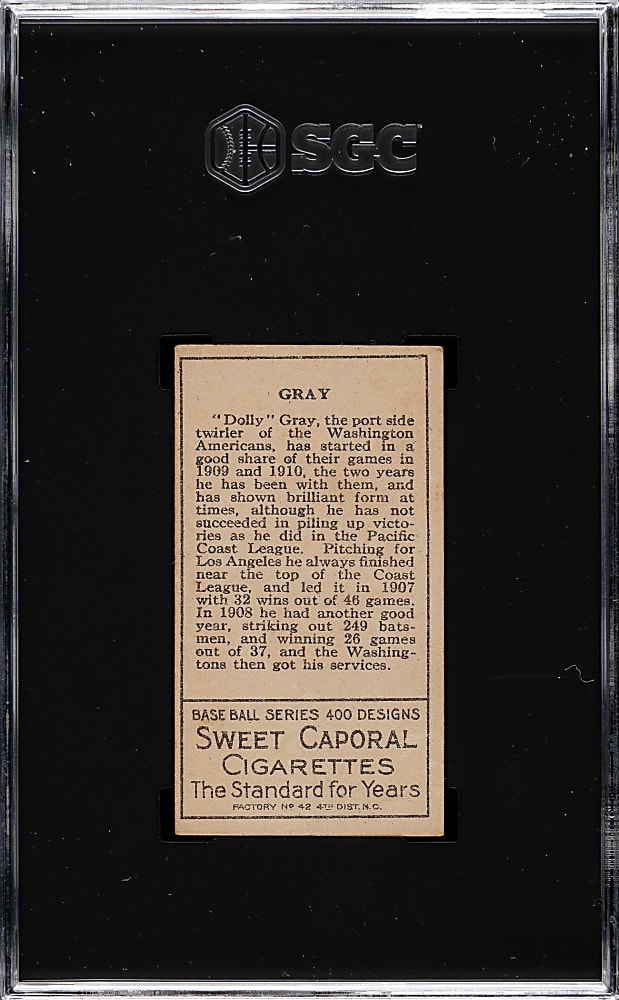 1911 T205 Gold Border Dolly Gray No Stats on Back SGC EX 5