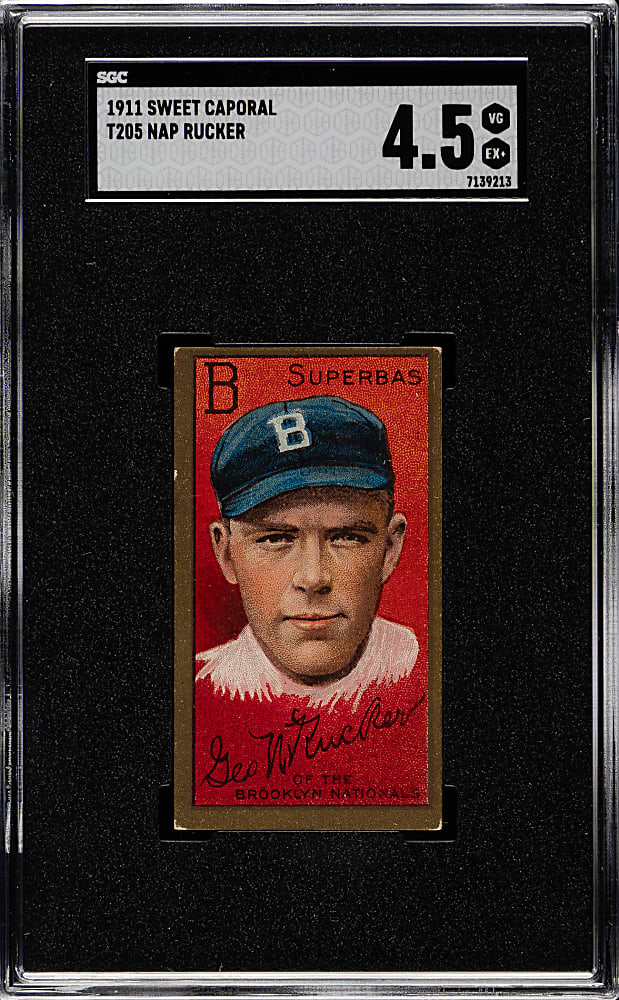 1911 T205 Gold Border Nap Rucker SGC VG/EX+ 4.5