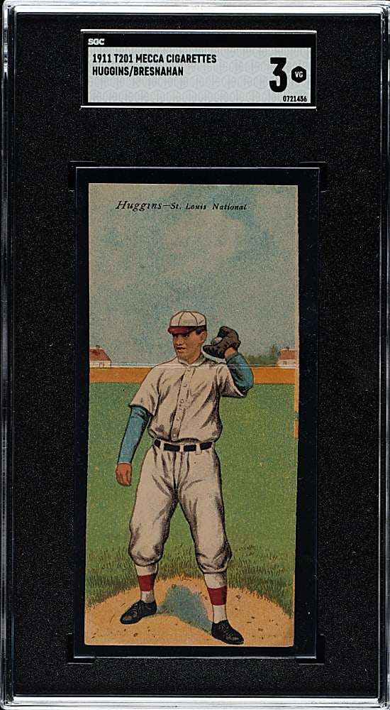 1911 T201 Mecca Double Folder Miller Huggins/Roger Bresnahan SGC VG 3