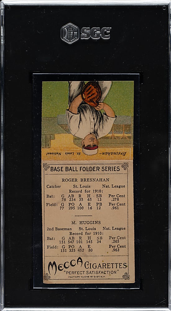 1911 T201 Mecca Double Folder Miller Huggins/Roger Bresnahan SGC VG 3