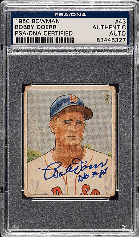 Signed 1950 Bowman #43 Bobby Doerr - PSA/DNA