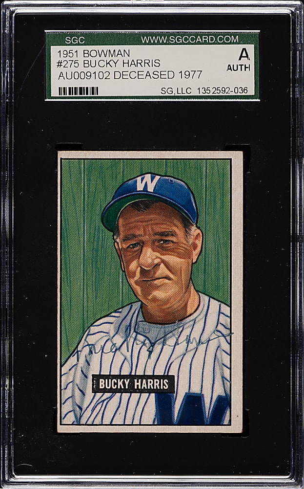 Signed 1951 Bowman #275 Bucky Harris - SGC