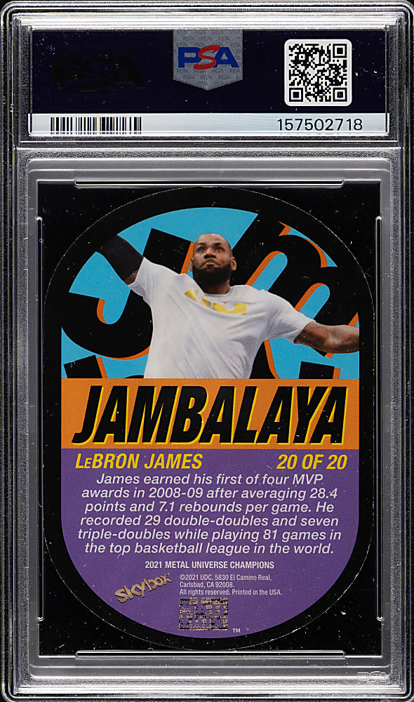 2021-2022 SkyBox Metal Universe Champions Jambalaya Basketball #20 LeBron James PSA NM-MT 8