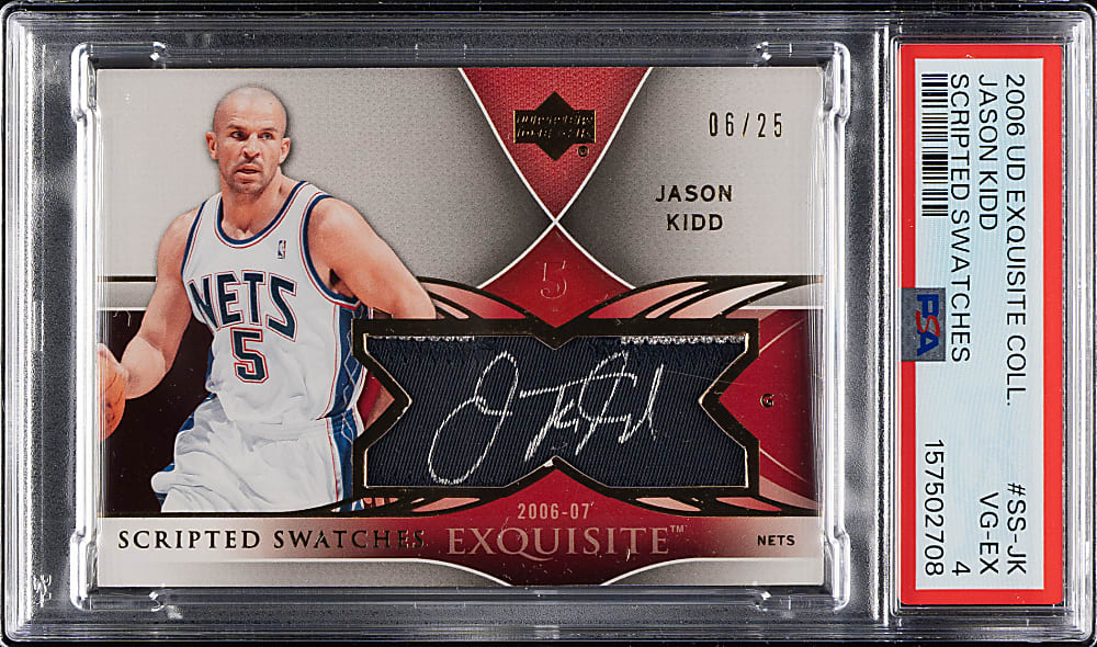 2006-2007 Upper Deck Exquisite Collection Scripted Swatches Basketball #SS-JK Jason Kidd #6/25 PSA VG-EX 4
