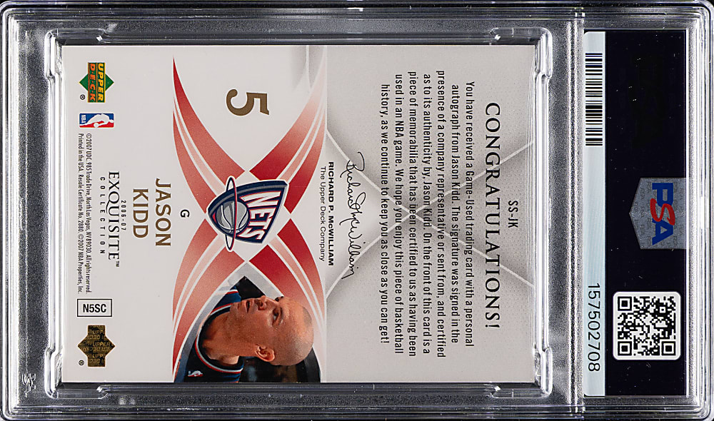 2006-2007 Upper Deck Exquisite Collection Scripted Swatches Basketball #SS-JK Jason Kidd #6/25 PSA VG-EX 4
