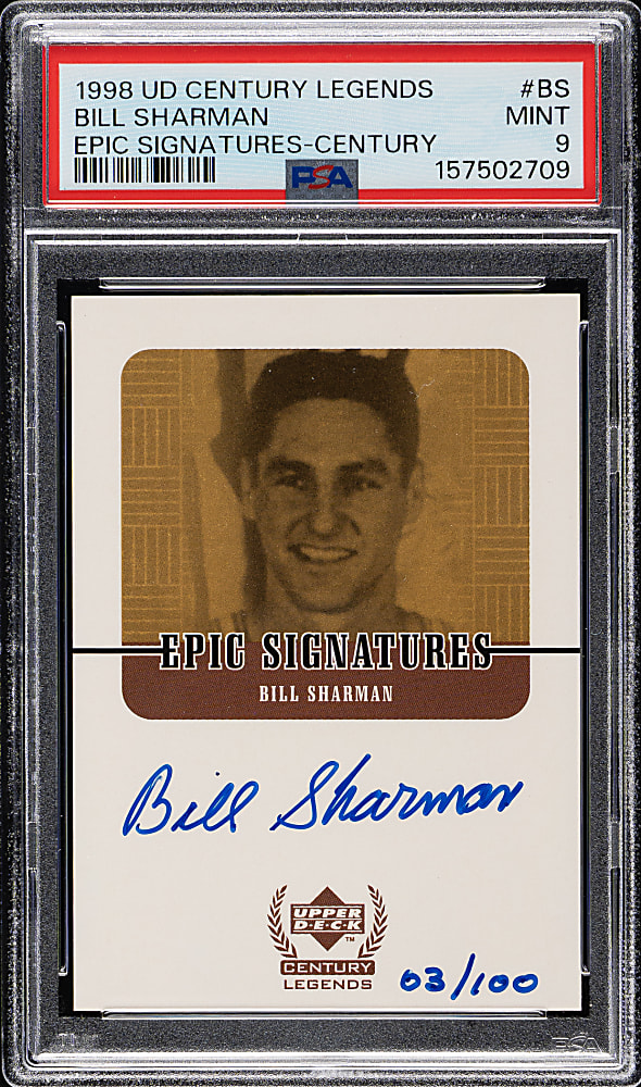 1998-1999 Upper Deck Century Legends Epic Signatures Basketball #BS Bill Sharman #3/100 PSA MINT 9