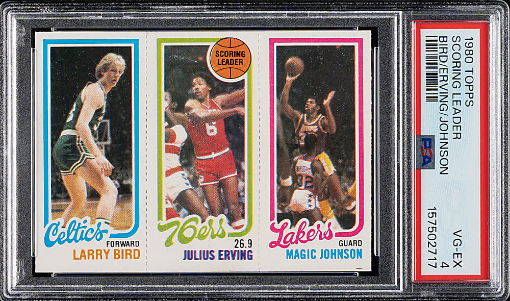 1980-1981 Topps Basketball Larry Bird/Julius Erving/Magic Johnson Rookie PSA VG-EX 4