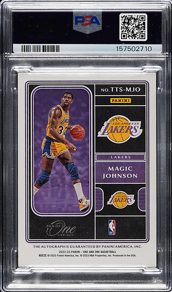 2022-2023 Panini One and One Team Titans Signatures Basketball #TTS-MJO Magic Johnson #10/15 PSA MINT 9