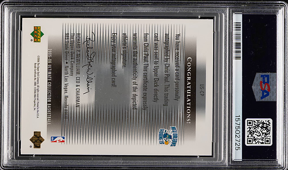 2005-2006 Upper Deck Ultimate Collection Ultimate Signatures Basketball #US-CP Chris Paul PSA GEM MINT 10