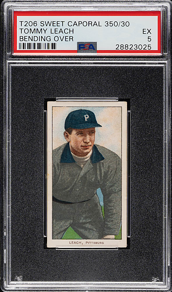 1909-1911 T206 White Border Tommy Leach Bending Over PSA EX 5