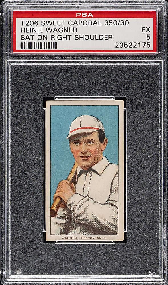 1909-1911 T206 White Border Heinie Wagner Bat on Right Shoulder PSA EX 5
