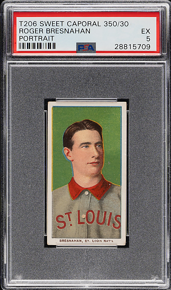 1909-1911 T206 White Border Roger Bresnahan Portrait PSA EX 5