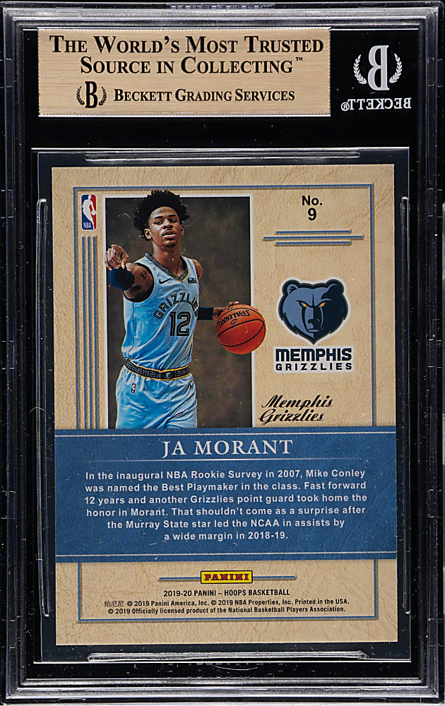 2019-2020 Panini Hoops Class of 2019 Basketball #9 Ja Morant Rookie Holo BGS GEM MINT 9.5
