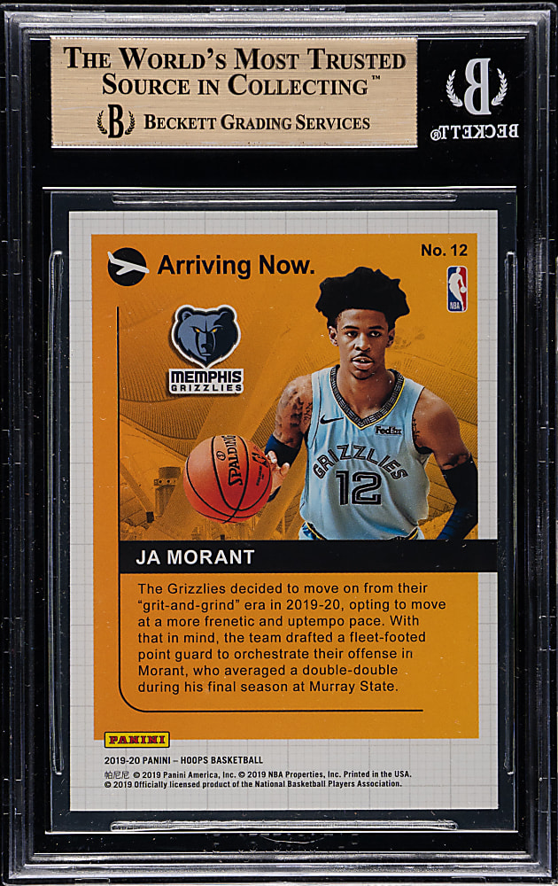 2019-2020 Panini Hoops Arriving Now Basketball #12 Ja Morant Rookie BGS GEM MINT 9.5