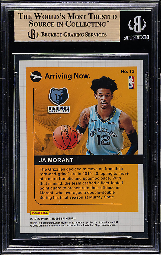 2019-2020 Panini Hoops Arriving Now Basketball #12 Ja Morant Rookie BGS GEM MINT 9.5
