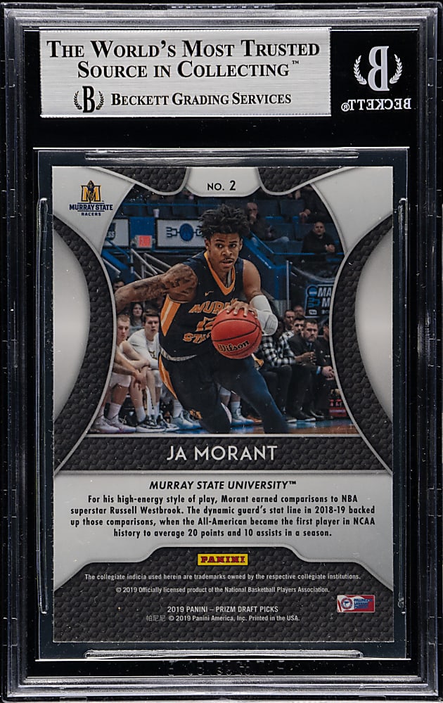 2019-2020 Panini Prizm Draft Picks Basketball #2 Ja Morant Rookie BGS MINT 9