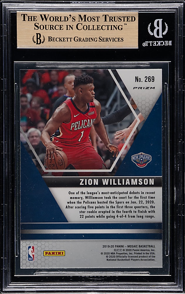 2019-2020 Panini Mosaic Basketball #269 Zion Williamson Rookie Mosaic Pink Camo BGS GEM MINT 9.5