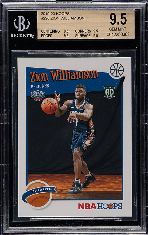 2019-2020 Panini Hoops Basketball #296 Zion Williamson Rookie BGS GEM MINT 9.5