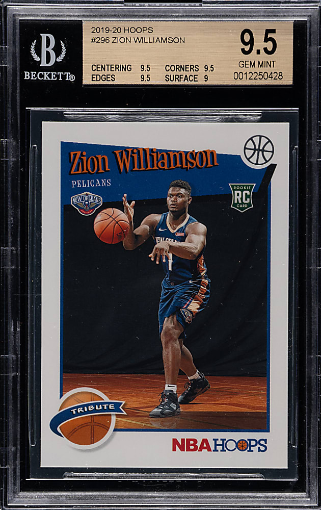 2019-2020 Panini Hoops Basketball #296 Zion Williamson Rookie BGS GEM MINT 9.5
