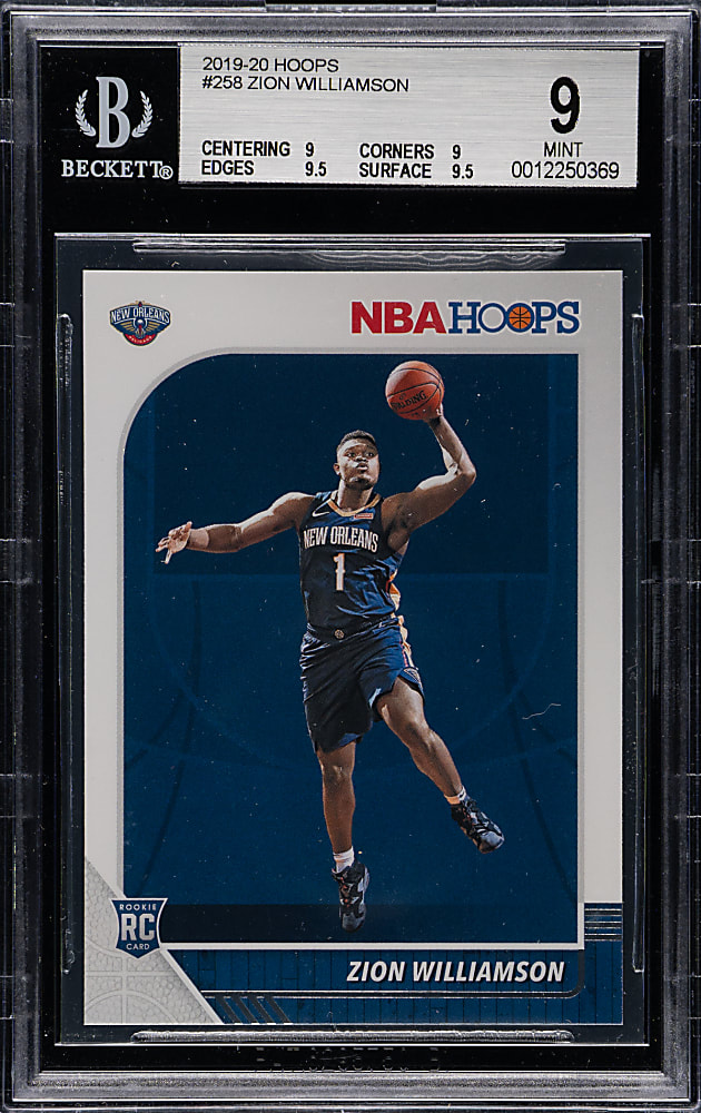 2019-2020 Panini Hoops Basketball #258 Zion Williamson Rookie BGS MINT 9
