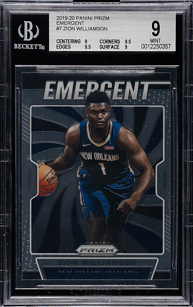 2019-2020 Panini Prizm Emergent Basketball #7 Zion Williamson Rookie BGS MINT 9