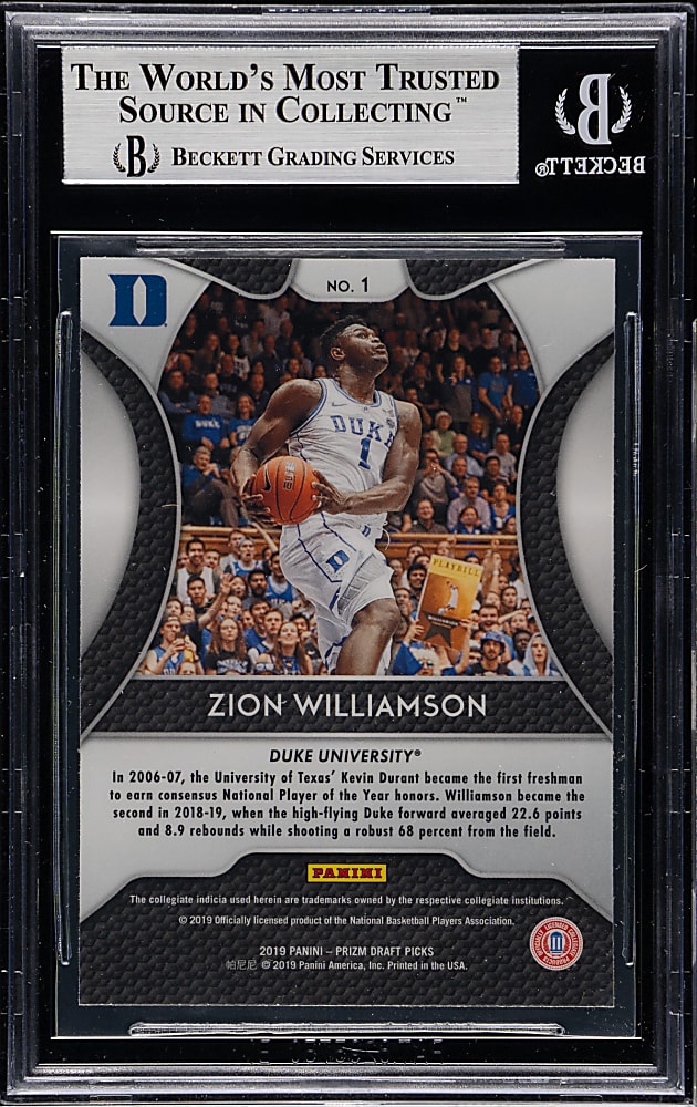 2019-2020 Panini Prizm Draft Picks Basketball #1 Zion Williamson Rookie BGS NM-MT+ 8.5