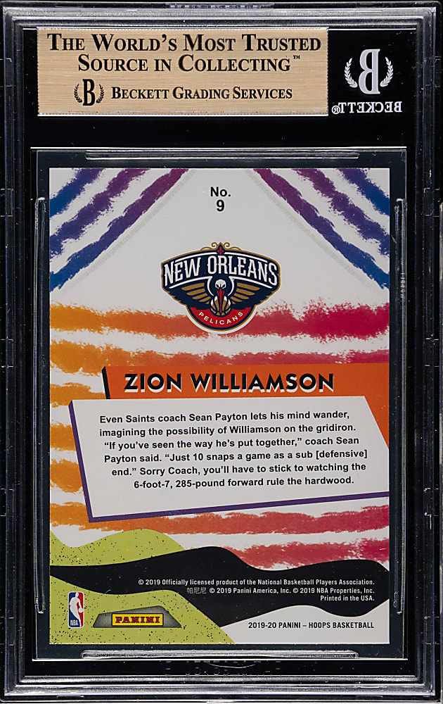 2019-2020 Panini Hoops We Got Next Basketball #9 Zion Williamson Rookie BGS GEM MINT 9.5