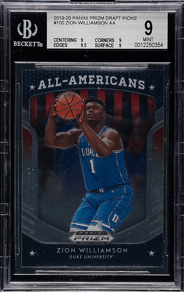 2019-2020 Panini Prizm Draft Picks Basketball #100 Zion Williamson Rookie BGS MINT 9
