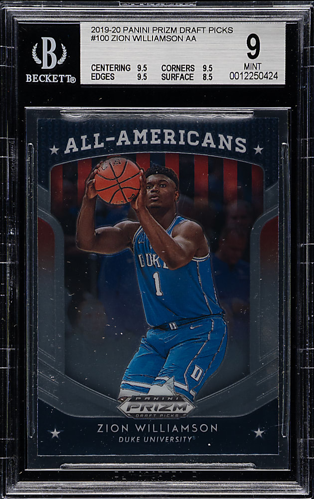 2019-2020 Panini Prizm Draft Picks Basketball #100 Zion Williamson Rookie BGS MINT 9
