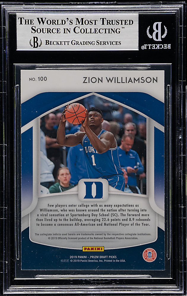 2019-2020 Panini Prizm Draft Picks Basketball #100 Zion Williamson Rookie BGS MINT 9