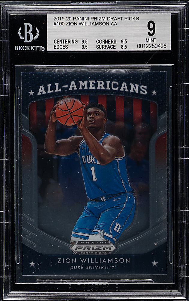 2019-2020 Panini Prizm Draft Picks Basketball #100 Zion Williamson Rookie BGS MINT 9