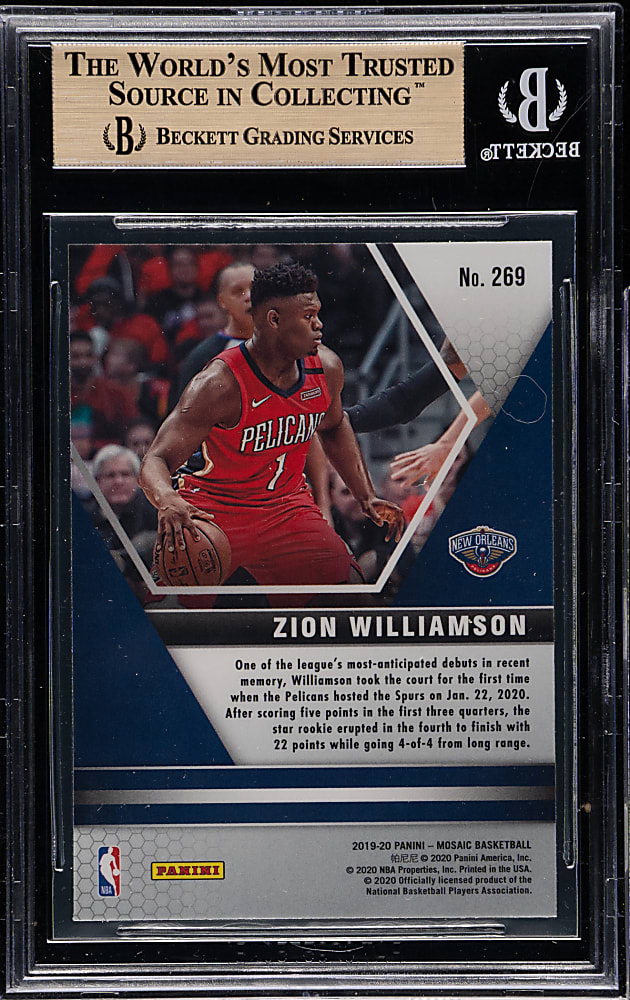 2019-2020 Panini Mosaic Basketball #269 Zion Williamson Rookie BGS GEM MINT 9.5