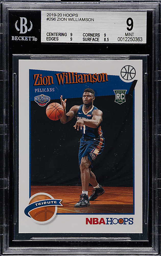 2019-2020 Panini Hoops Basketball #296 Zion Williamson Rookie BGS MINT 9