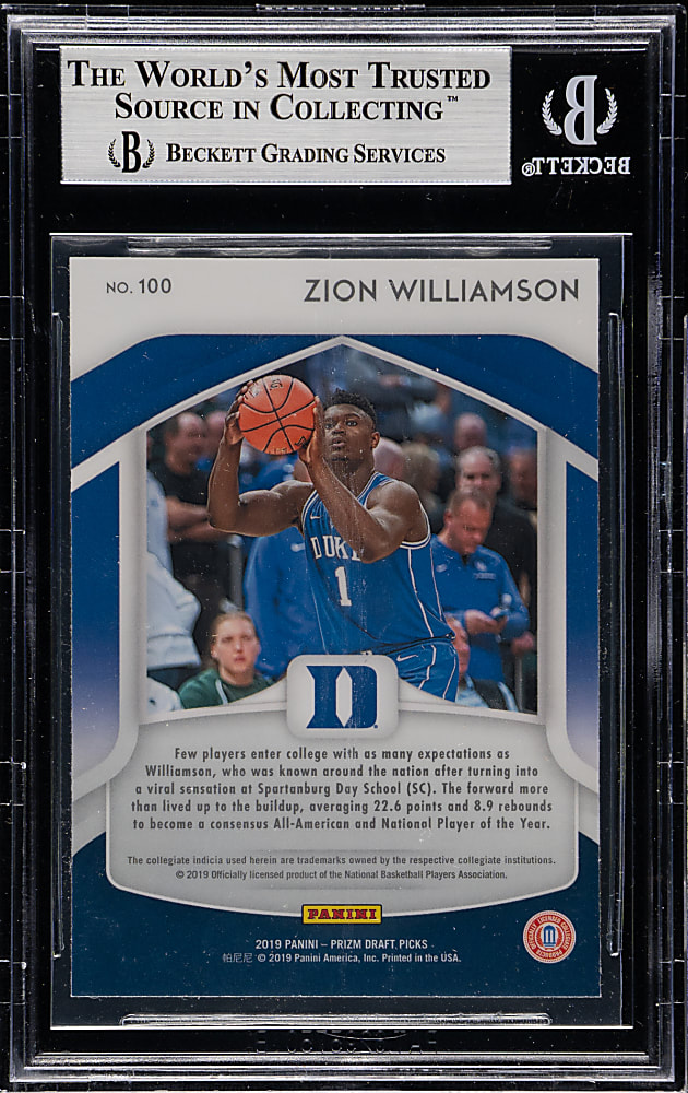 2019-2020 Panini Prizm Draft Picks Basketball #100 Zion Williamson Rookie BGS NM-MT+ 8.5