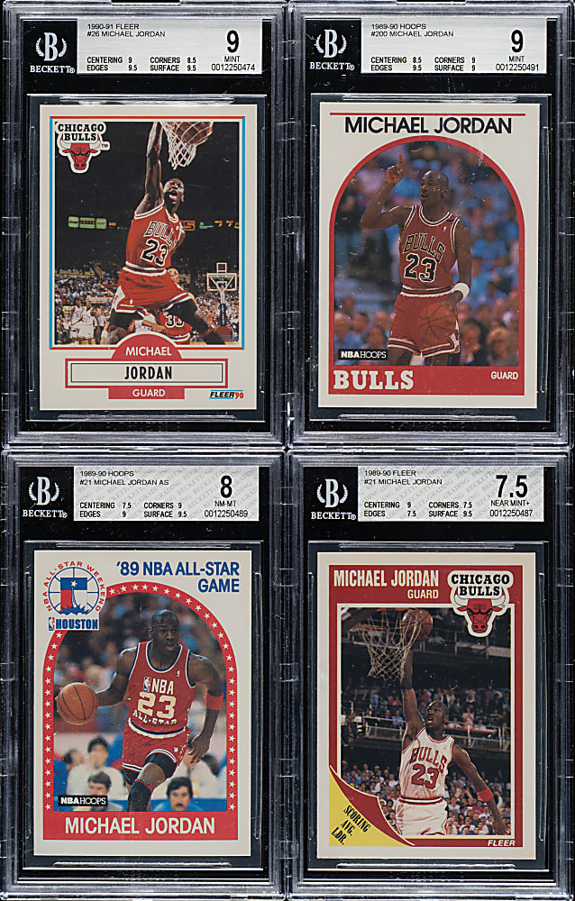 1989 to 1999 Upper Deck, Fleer, and Topps Basketball Michael Jordan BGS-Graded Collection (18)
