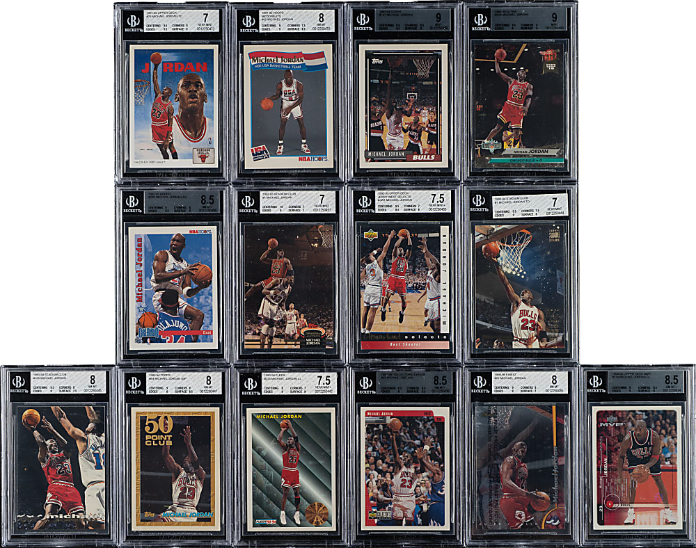 1989 to 1999 Upper Deck, Fleer, and Topps Basketball Michael Jordan BGS-Graded Collection (18)